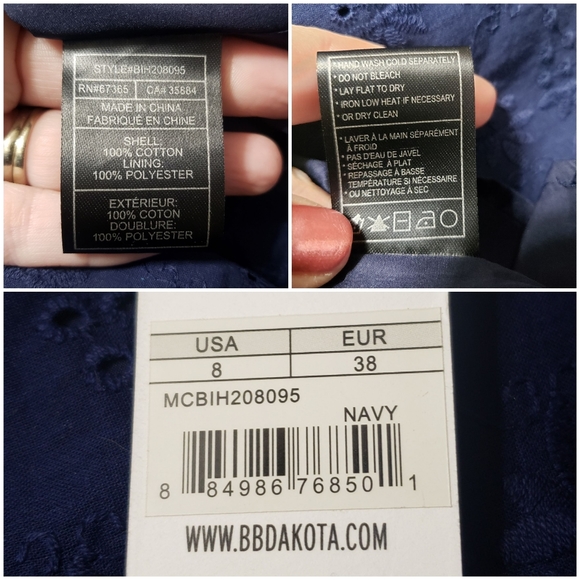 BB Dakota NWT Sz 8 Navy Eyelet Fit & Flare Dress - Picture 14 of 16